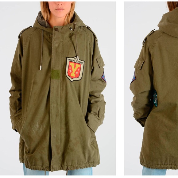 Saint Laurent Military Parka with patch work